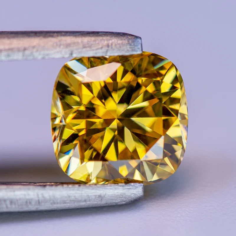 Moissanite jaune doré VVl's, perles carrées taillées en coussin, breloques, bijoux à bricoler soi-même, matériaux de matiques exécutives avec certificat GRA