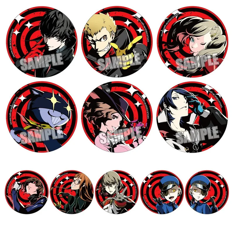 Insignia Metálica de Persona 5 de 55 mm, Akechi Goro, Sakamoto Ryuji, Revestimiento de Alta Definición, Artículo Coleccionable Único del Anime y Videojuego, Regalo para Otaku