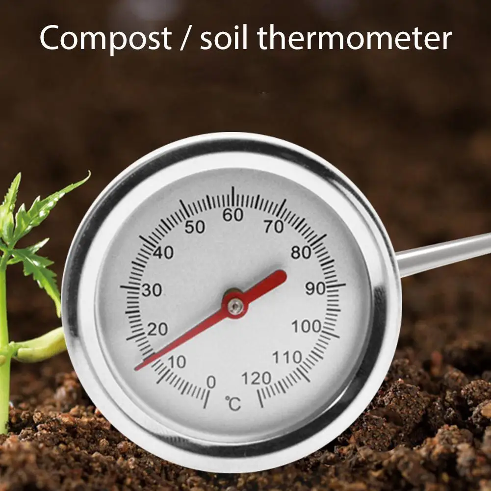 Stainless Steel Soil Thermometer Temperature Monitor Compost Measuring Probe