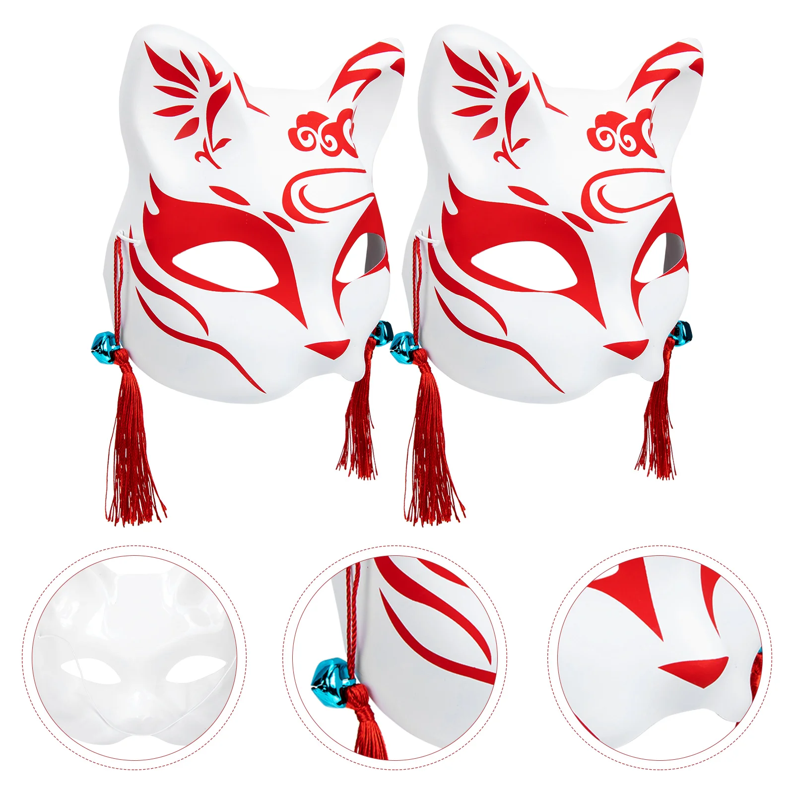 2 Pcs Spice Jars with Labels Fox Mask Furry Masks Costumes Animal Japanese Kitsune for Masquerade Party