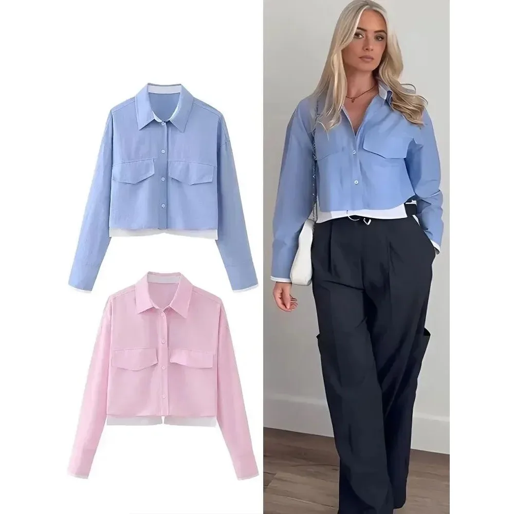 

Женская модная укороченная блузка-топ в стиле High Street, зимняя коллекция, комплект для студенток