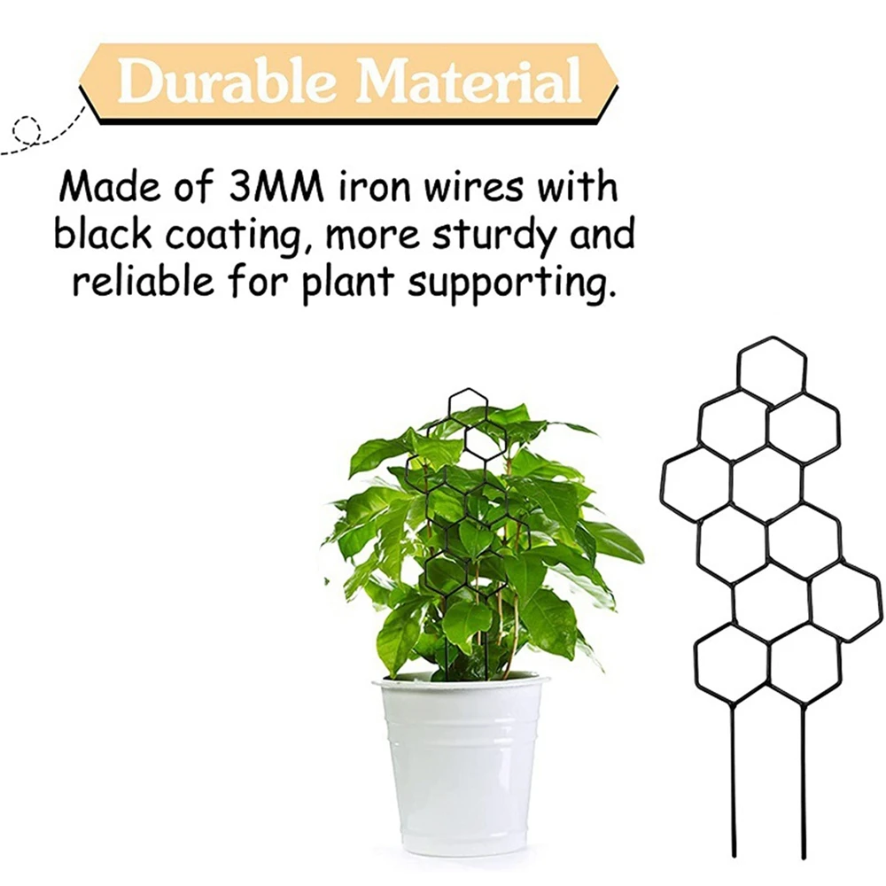 Enrejado de Metal con forma de panal para plantas, estaca hexagonal para escalar, soporte para plantas de interior, estante de flores para balcón, 1