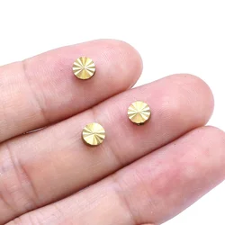 20pcs Textured Round Beads, Brass Spacer Beads, Cube Slider Beads, Raw Brass Beads, Jewelry Making, 5x2.5mm R2654