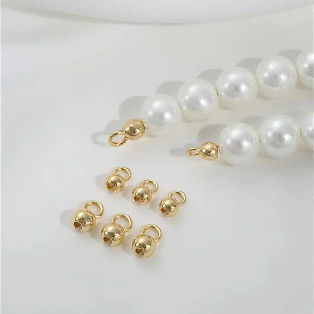 

14K Package Golden Bean Buckle Pearl Chain Knot Ending Bud Buckle DIY Jewelry Connection Accessories K913