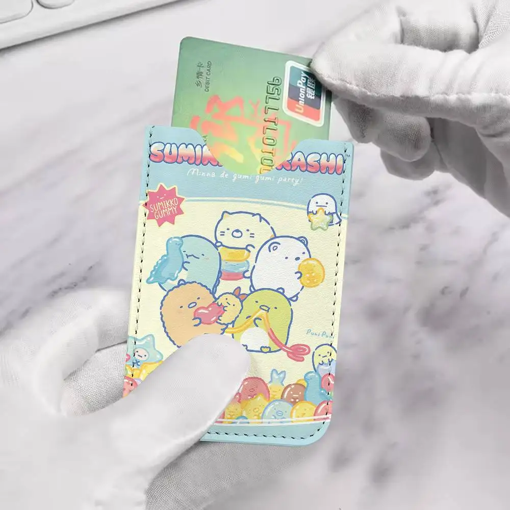 Japan Anime Sumikko Gurashi Ultra Slim Men Leather Mini Wallet Lightweight Credit Bus ID Card Holder Case for Daily Business Use