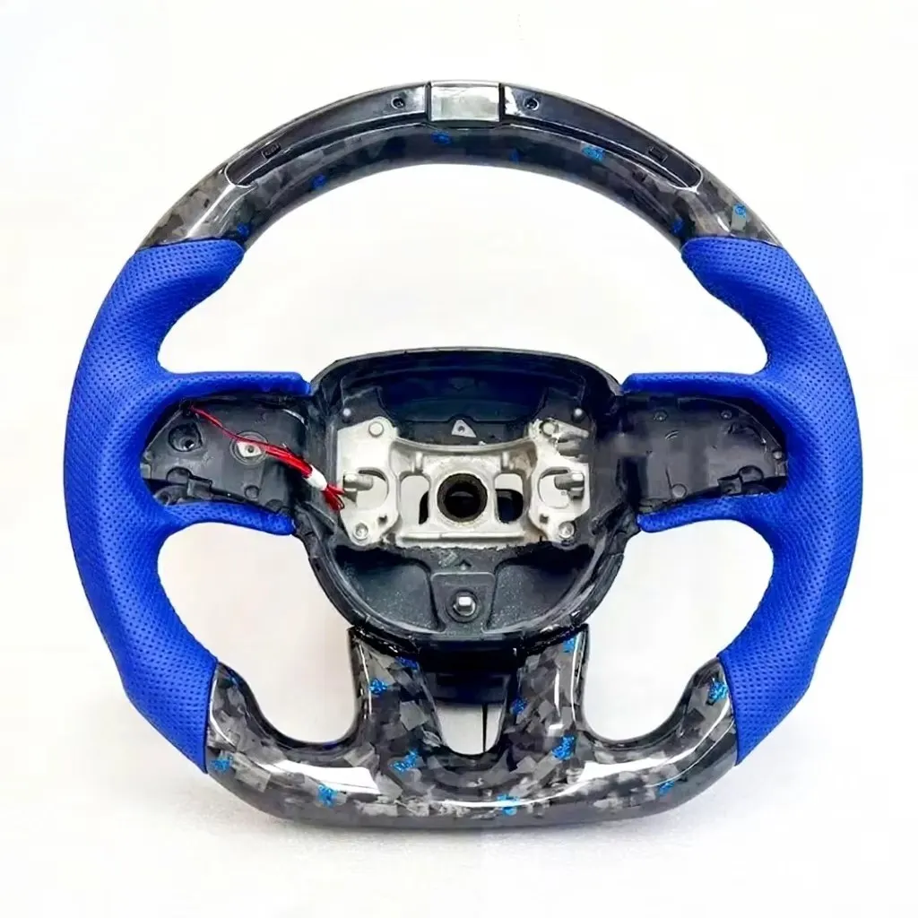 High Quality  Leather & Carbon Fiber Steering Wheel for Model 3/Y Car Interior Parts view 3