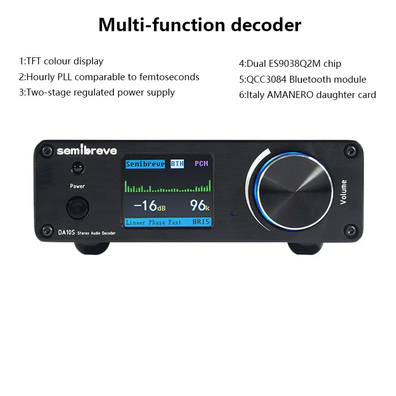 Najlepszy dekoder audio HIFI DAC Dual ES9038Q2M DSD512 Bezstratny dekoder QCC3084 Bluetooth 5. Interfejs USB 32BIT 384KHZ AMANERO