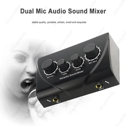 Portable EU/US Karaoke Sound Mixer Professional Audio System Dual Mic Inputs Audio Sound Mixer For Amplifier & Microphone