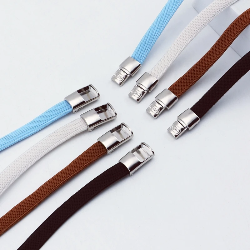 اضغط على أربطة الحذاء بإبزيم بدون أربطة أحذية بدون أربطة، رباط حذاء مرن مسطح واسع، أحذية رياضية للتنس، أربطة سهلة الاستخدام، إكسسوارات الأحذية