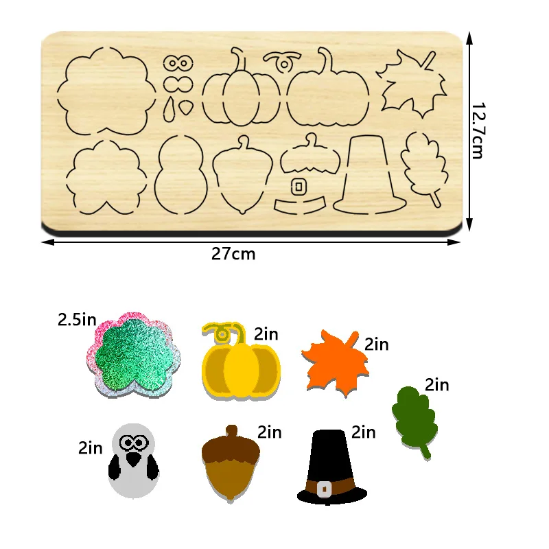 Cartoon Pattern Combination Mold, Cutting Mold, Pumpkin, Leaves, Penguins, Hats, Pine Nuts Are Applicable to Most Machines, PR54