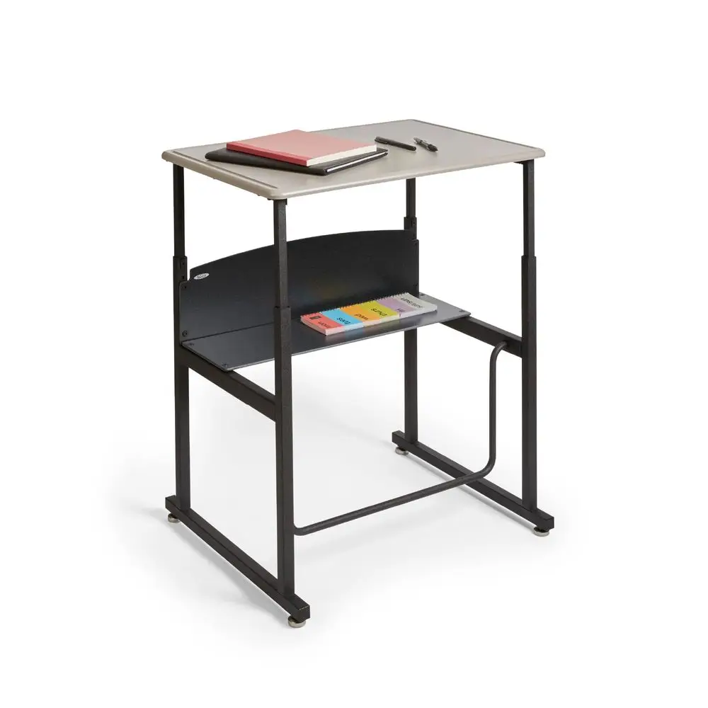 

AlphaBetter Student Standing Desk, Adjustable Height with Shelf and Swinging Pendulum Foot Rest, 28 W x 20 D, Gray