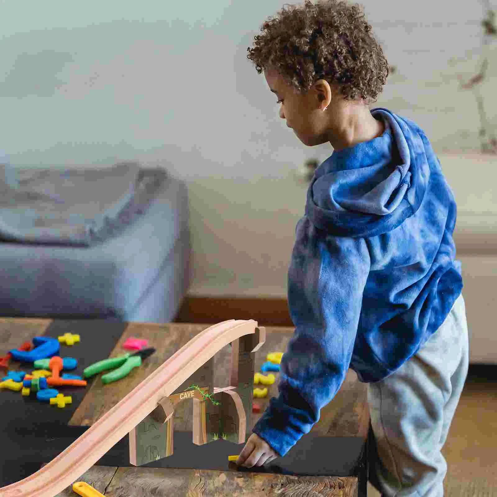 Train Track Accessories Scene Bridge Wood Toy Kids Plaything Parts Railway Portable Child