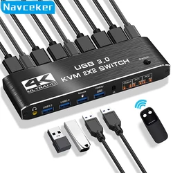 2x2 HDMI kvm switch 4K 60Hz Dual Monitor KVM HDMI Extended Display USB KVM Switcher 2 in 2 out for 2 Computers Share 2 Monitors