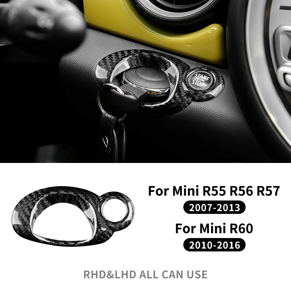 

Dry Carbon Fiber for MINI Cooper R55 R56 R57 R60 Car Start Stop Engine Button Key Ignition Switch One key Start Button