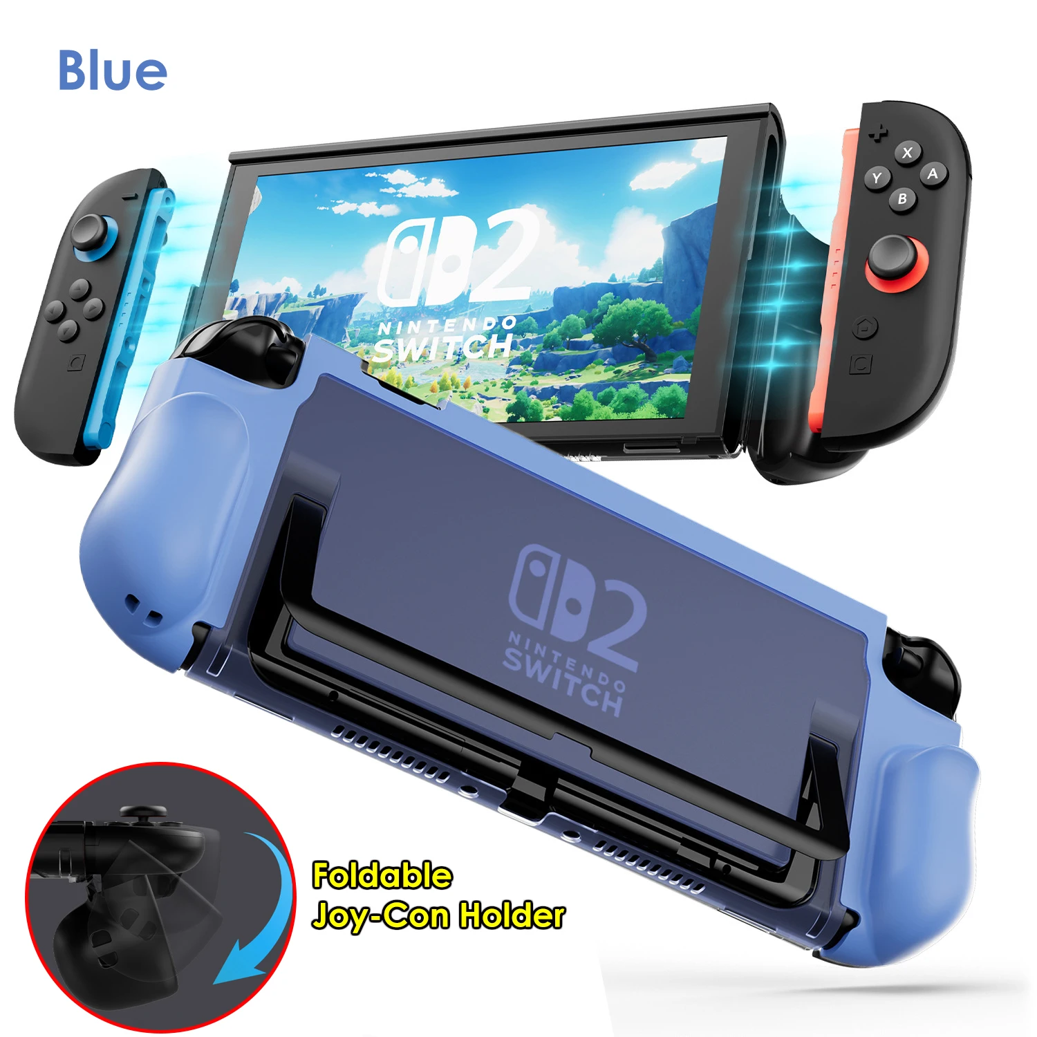 Schutzhülle für Switch 2 (2025), NS 2, TPU-Schutzhülle, kratzfest, stoßdämpfend, ergonomisches Griffdesign für NS2 – Detail 23