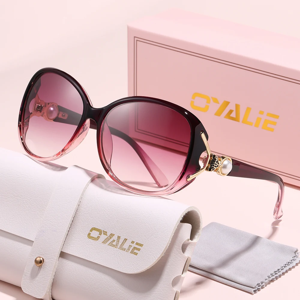 نظارات شمسية Oyalie Elegant Pearl ذات إطار كبير، يجب اقتناؤها للتاريخ والتنقل والإجازات، تتميز بتصميم رأس ثعلب ساحر مع تفاصيل لؤلؤية، مما يقدم مظهرًا متعدد الاستخدامات وواقي من الشمس