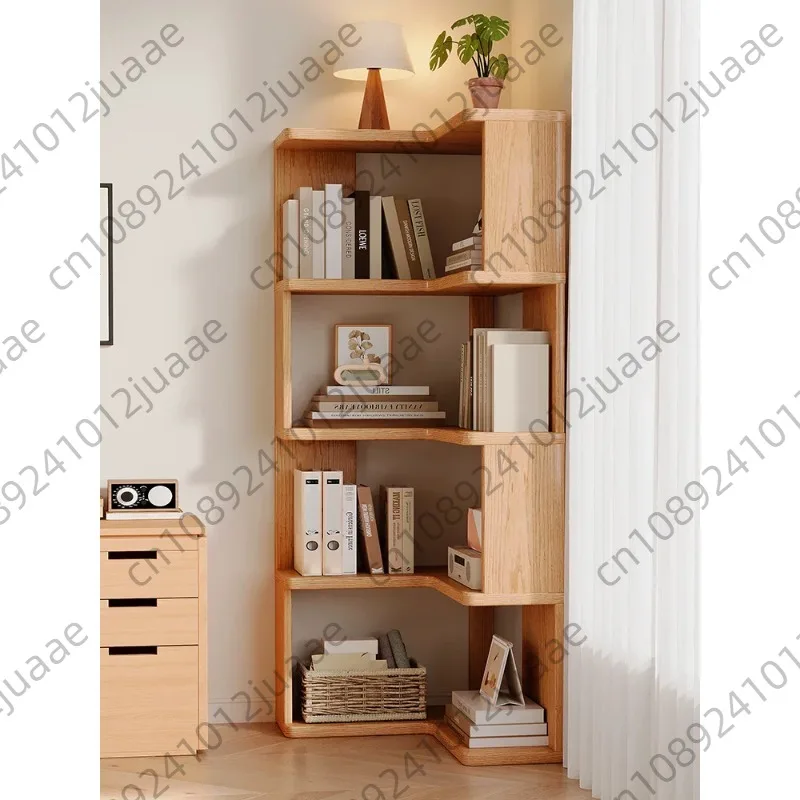 Solid wood corner cabinets, corner multi-layer storage racks, home-style floor-to-ceiling bookshelves