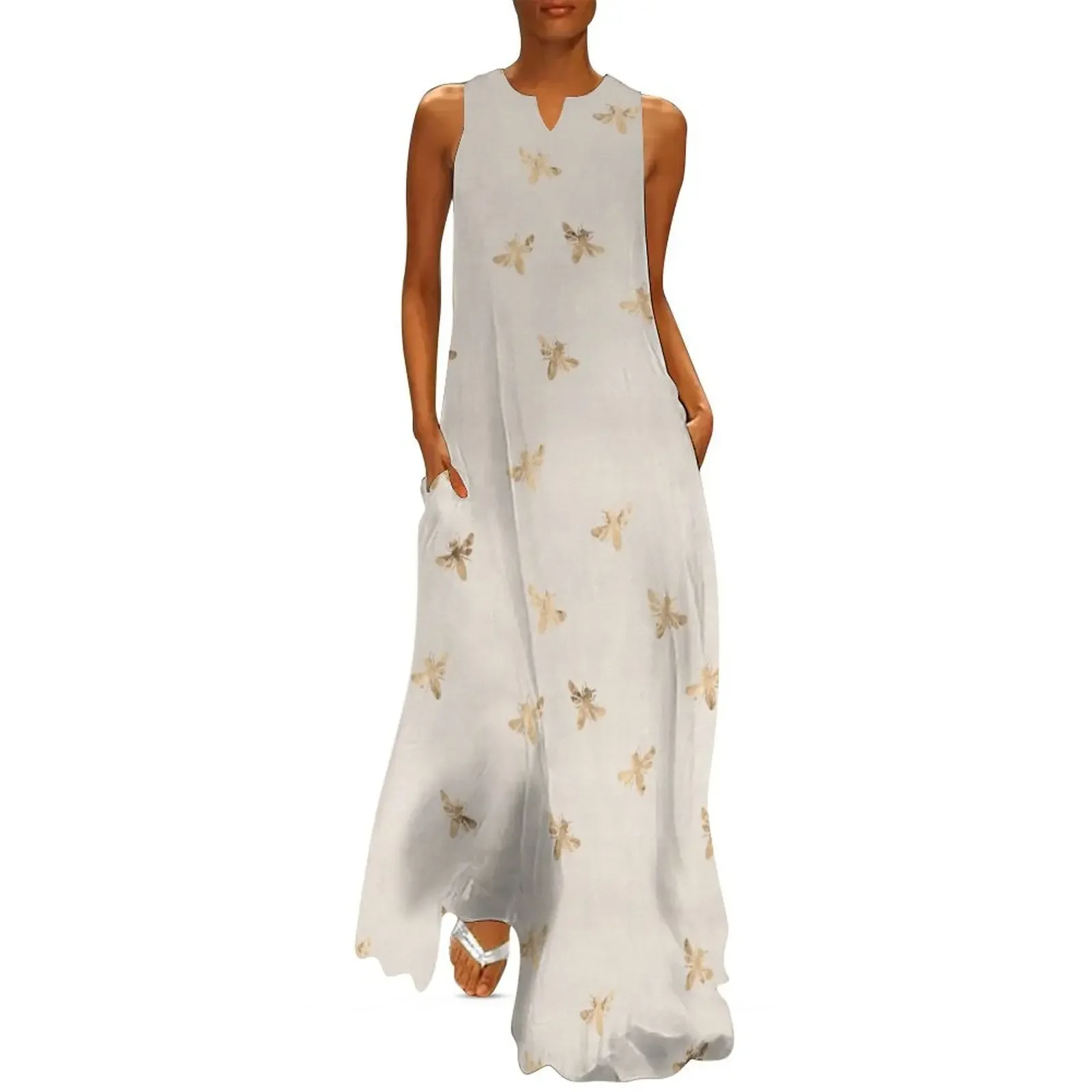 

Gold Bee Texture Cream Long Dress Women's evening dress dress for women