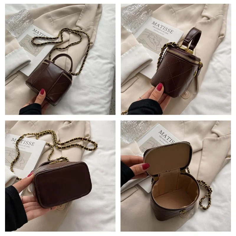 Сумка кросс-боди Женская соломенная, плетеный миниатюрный саквояж кросс-боди на цепочке, модный чемоданчик на плечо