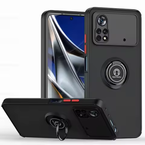 Magnet Matte Case For Xiaomi POCO X4 Pro X5 F4 X3 M4 M3 Pro GT 5G Redmi Note 7 8 8T 8A Shockproof Ring Holder Luxury Cover Funda