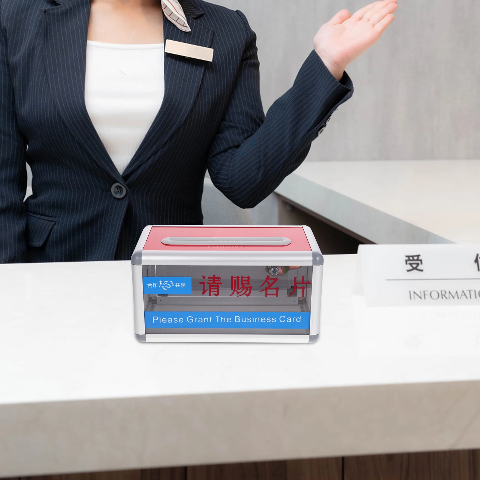 

Name Card Holder Business Cards Storage Case Organizer Office Desktop Container For Clinics Retail Trade