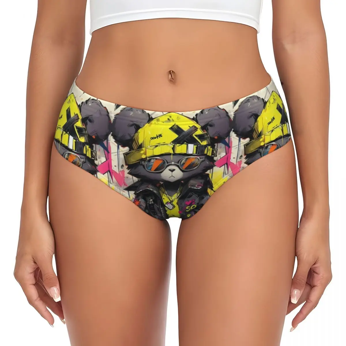 Custom Kawaii Graffiti Bear Women’s Briefs – Breathable Underwear