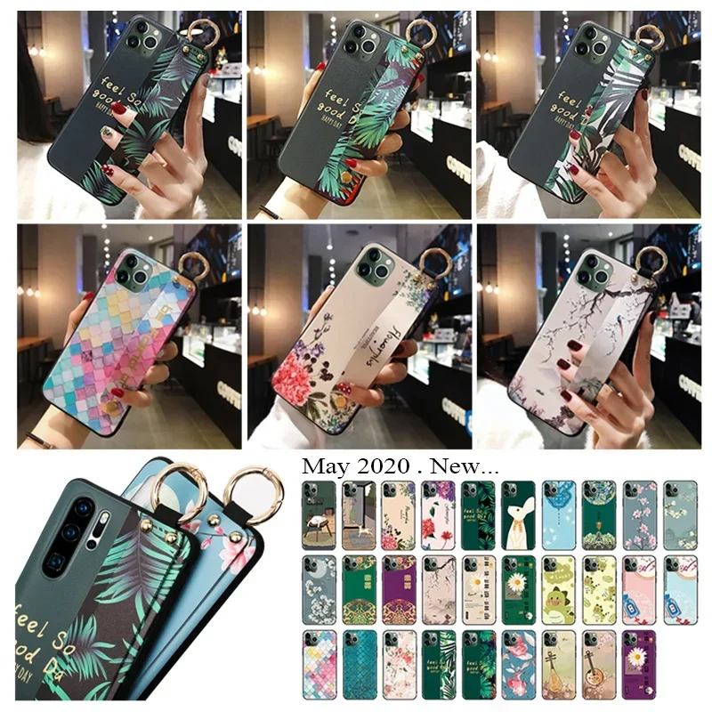 For Xiaomi Mi 14 Pro Poco X6 Pro M6 M4 M5 F5 Case Fashion Flower Hand Band Phone Holder Cover for Redmi Note 13 Pro Plus 5G 13C