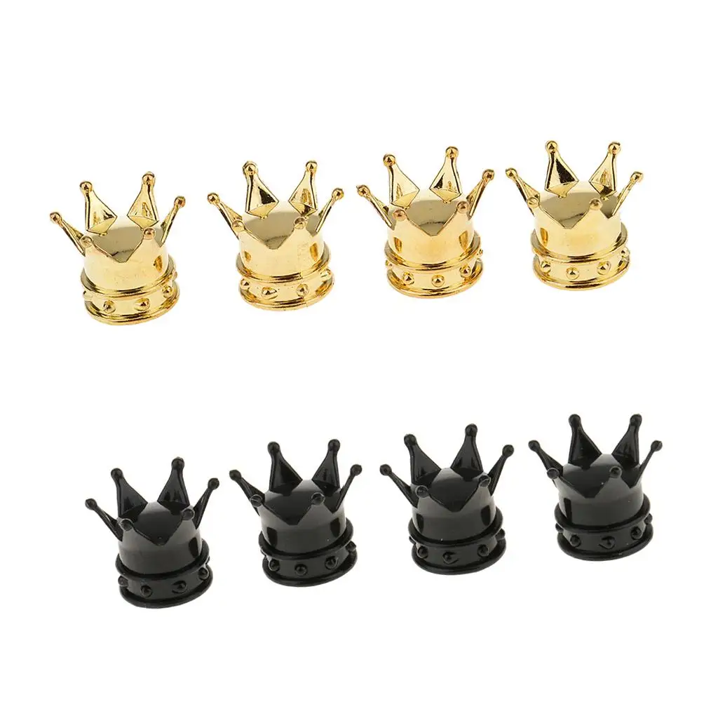 8 Pieces Tire Stem Valve s, Dustproof Wheel Valve Covers , SUV, Truck, Motorcycles Shape, Black and Gold