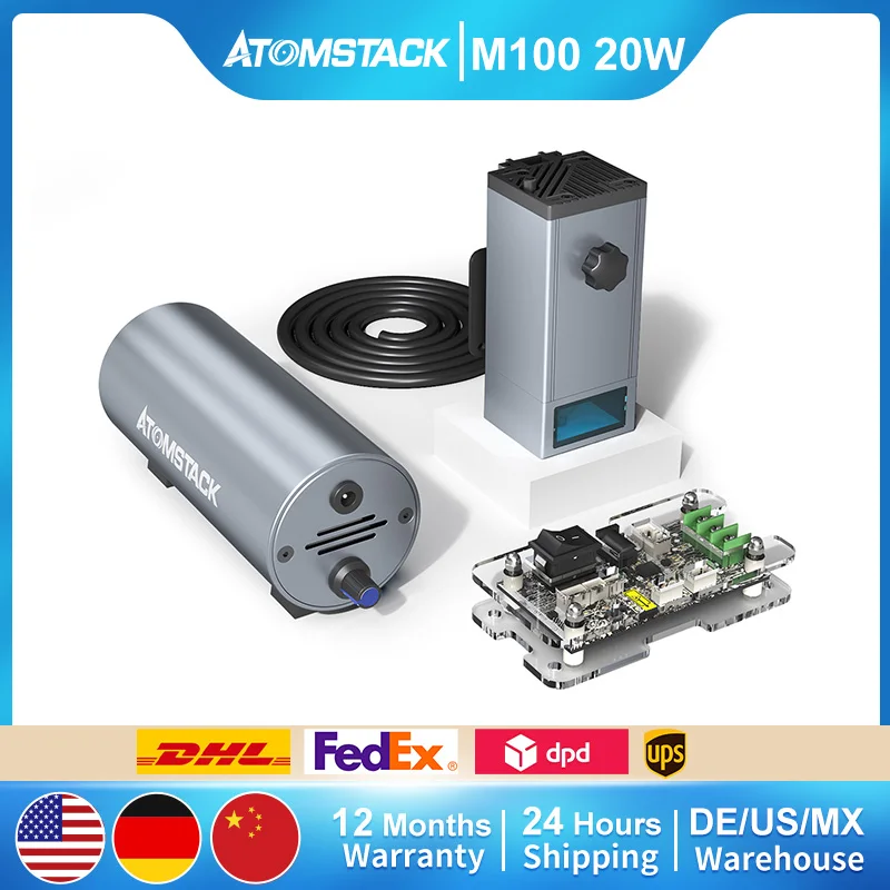 AtomStack M100 Laser Module 20W Optical Power Replacement with Air Assist PCB Circuit Board AtomStack X20/S20 Pro X7/S10 Pro