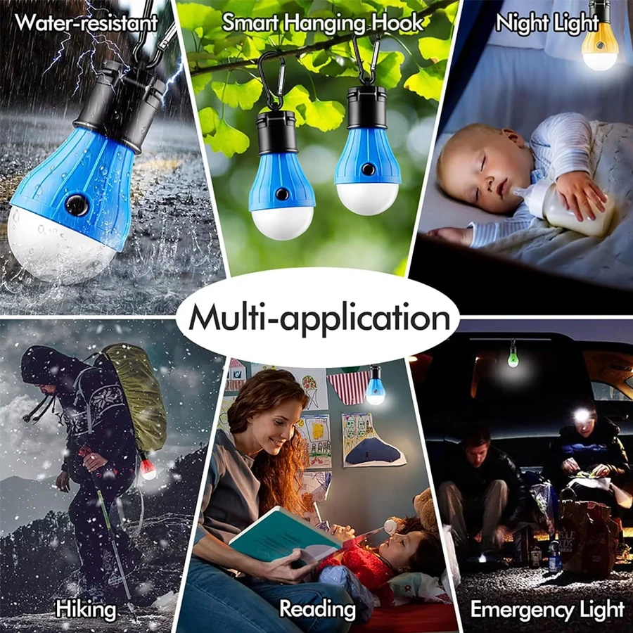 1/2/4 قطع فانوس تخييم LED محمول مصباح خيمة مصباح طوارئ مقاوم للماء إضاءة معلقة للمغامرات تعمل ببطاريات AAA - 6