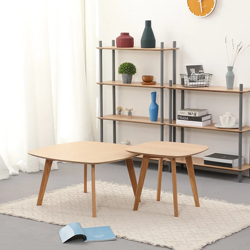 

Creative solid wood coffee table combination modern simple small apartment side table living room household bay window small