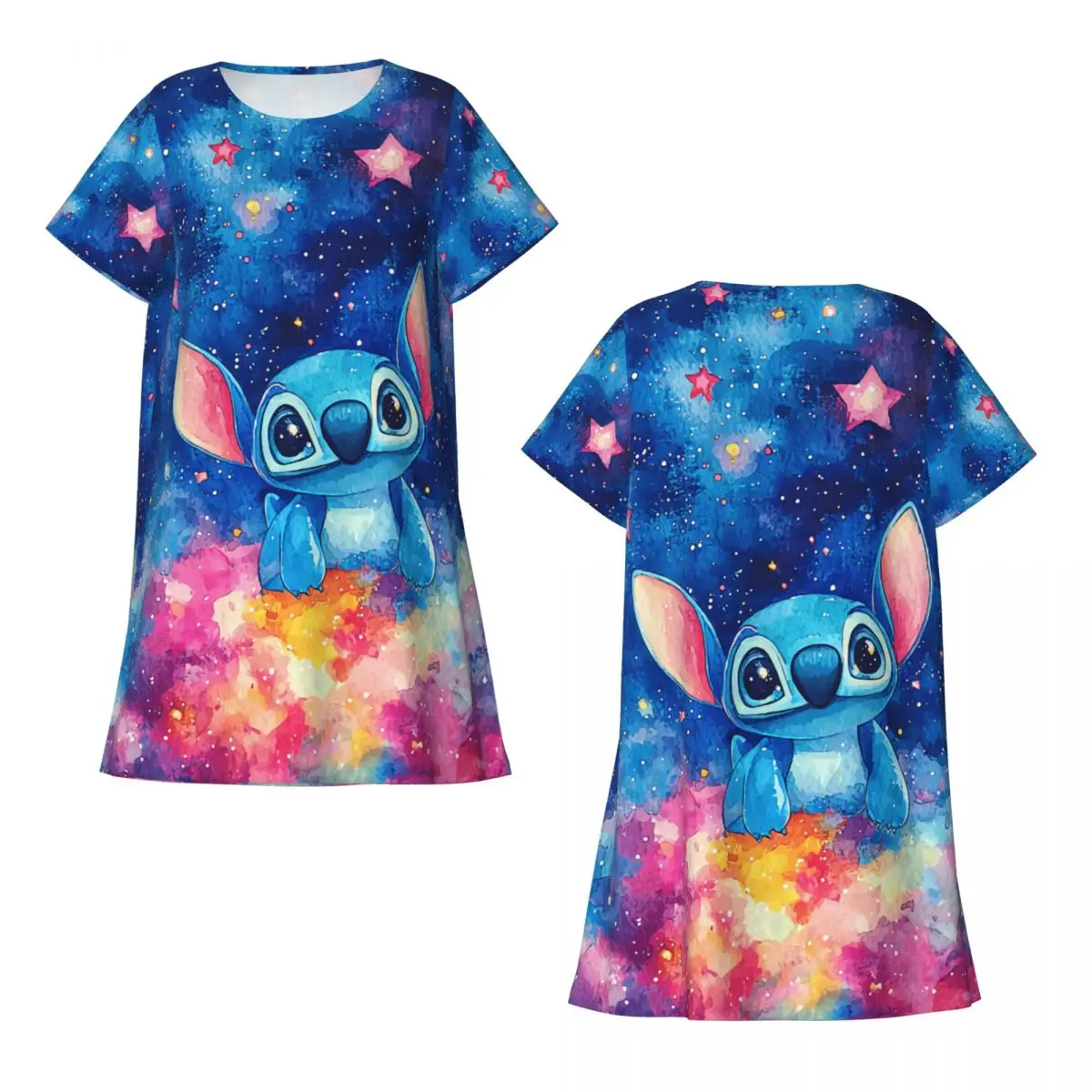 사용자 정의 스티치 모험 애니메이션 여성 짧은 소매 Sleepshirt 잠옷 쇼핑 여행 잠옷 잠옷 반팔