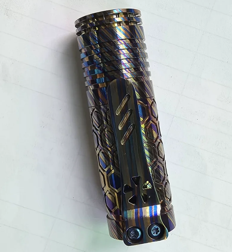 Used EDC Reylight flashlight dawn flashlight timascus material strong light Torch Lamp decompression toy