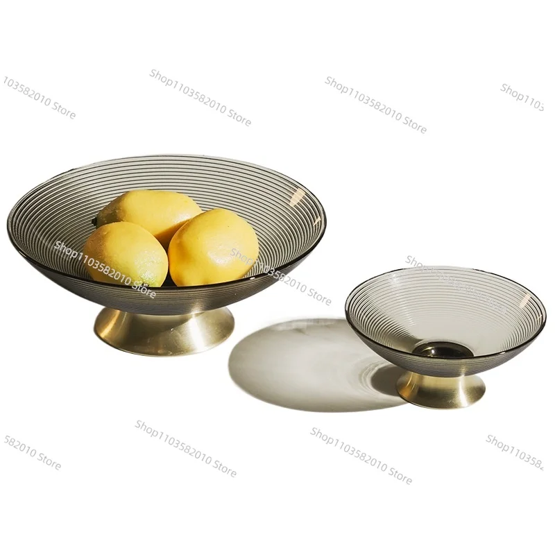 French Horizontal Glass Fruit Plate, Household Living Room Front Desk Tea Table Snack Tray Crystal Fruit Ornament