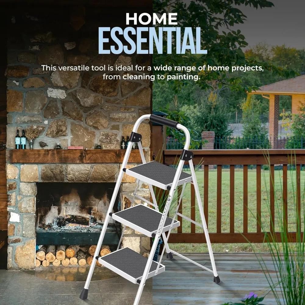 Эргономичный 3-ступенчатый складной табурет с широкими противоскользящими ступеньками для многоцелевого использования для взрослых