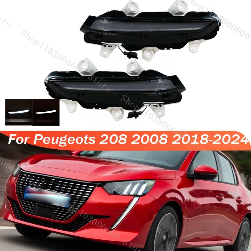 

Автомобильные дневные ходовые огни, стоп-сигнал для Peugeots 208 2008 2018 2019 2020 2021 2022-2024, светодиодный передний бампер, противотуманные фары