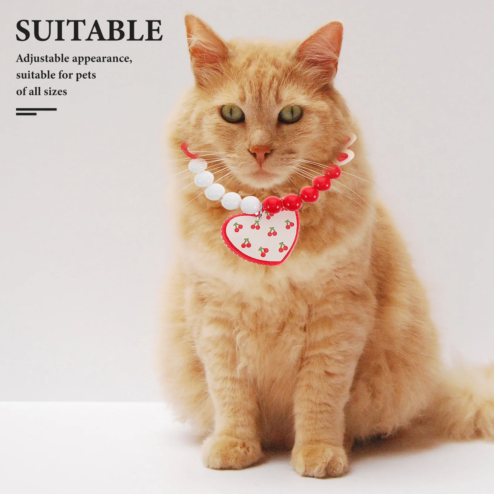 

Pet Necklace Cat Beaded Collar Heart Pendant Adjustable Small Dog Kitten Jewelry Charming Accessories Party Wedding