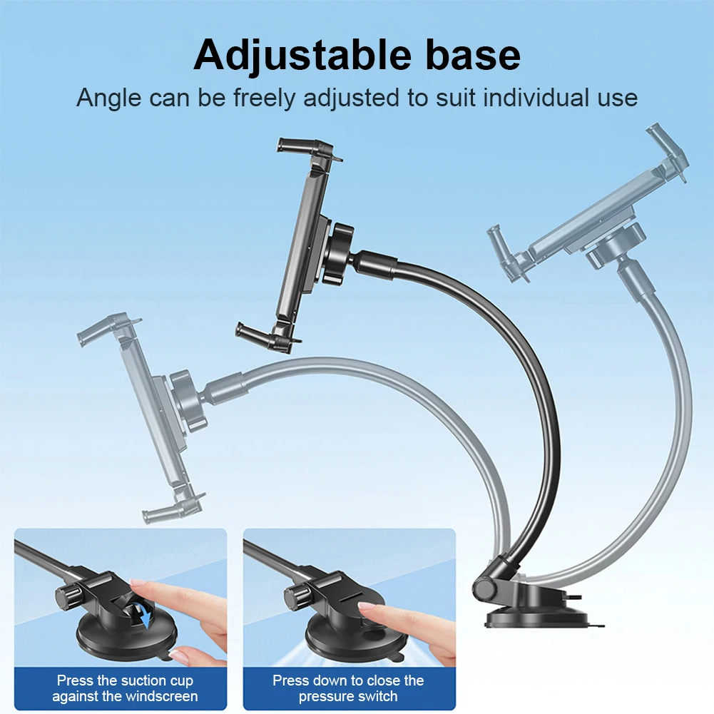 Suction Cup Windshield Car Tablet Mount Adjustable Gooseneck Phone Bracket Windshield Cell Phone Support for Truck SUV Vehicle
