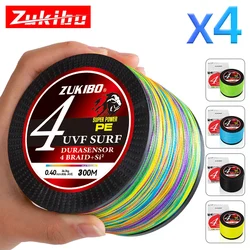 ZUKIBO 4 Strands Braided Fishing Lines Super Strong Multifilament PE Fishing Line Seawater Fishing Line Antibite Wear Resistant