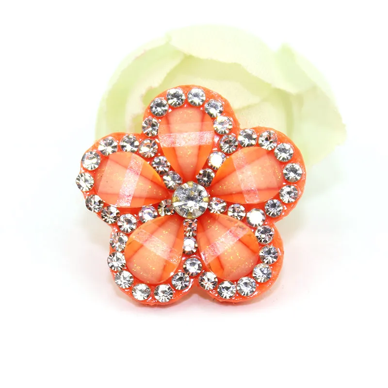 18Pcs 2.5cm Acrylic&Rhinestone Flowers Headwear Appliques Crafts Decor Accessories Shoes Bags Clothes Stick on Patches Wholesale