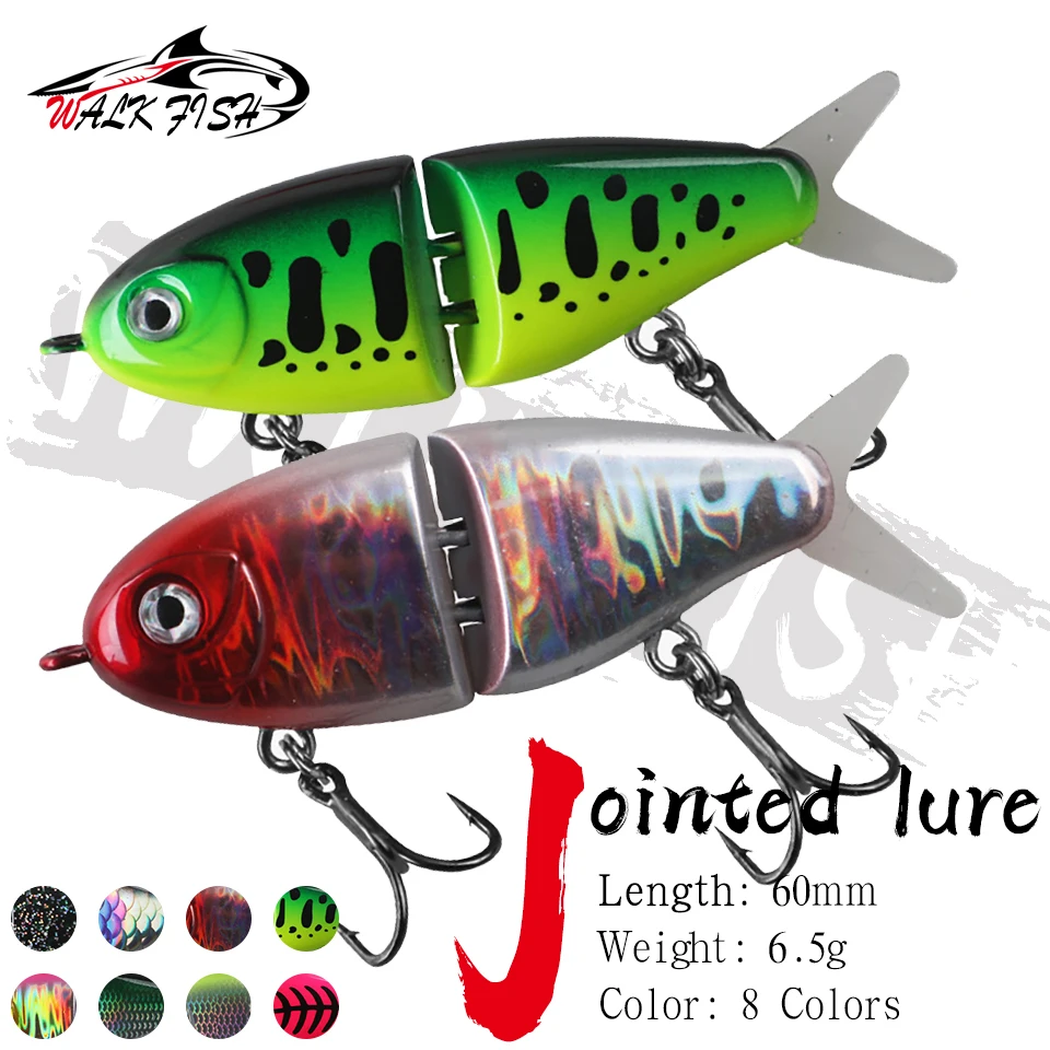 WALK FISH 6cm 6.5g Testar Isca de Pesca Articulada de Afundamento Lento Swimbait Tipo Lápis Wobbler para Robalo, Truta, Predadores, Pesca em Água Doce
