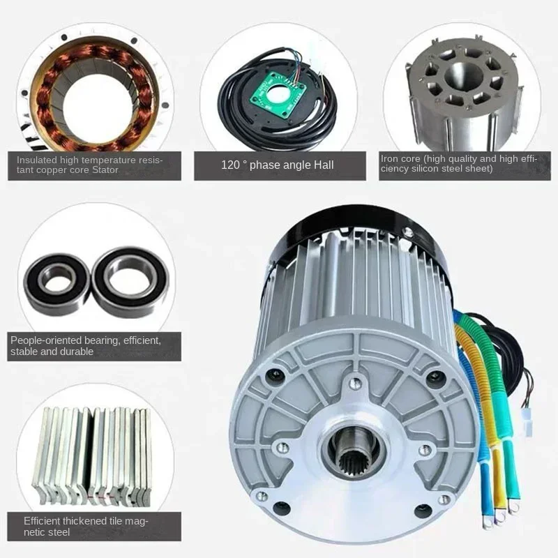 60V/72V 3000W 4600RPM permanent magnet brushless DC motor differential speed electric vehicles, machine tools