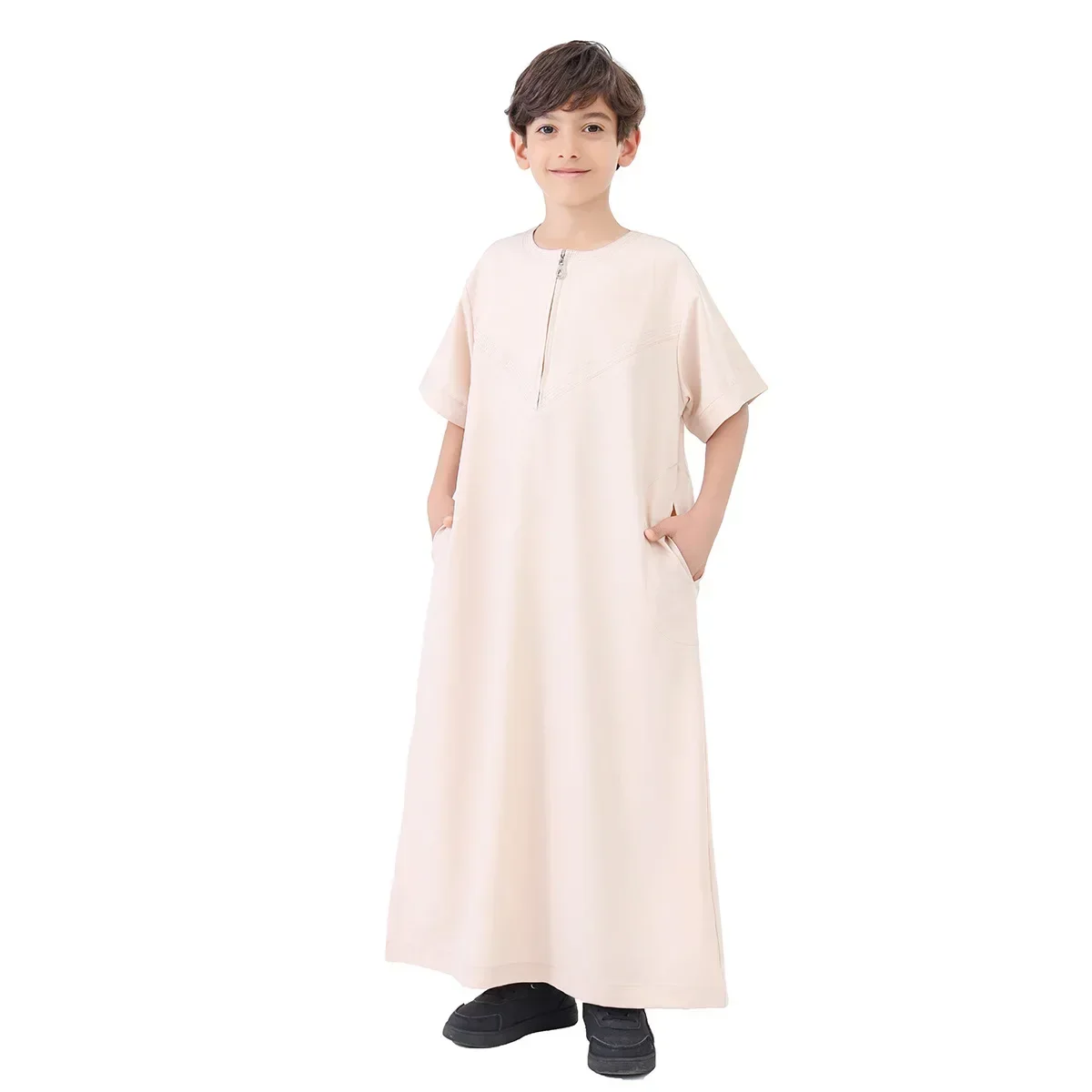Teenager Jubba Thobe for Kids Boy Muslim Islam Child Clothing Zipper Robe Dubai Kaftan Abaya Eid Djellaba Daffah Dishdasha Gown