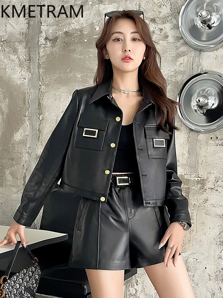 KMETRAM Genuine Leather Jacket Women Spring Autumn Coat Natural Sheepskin Coats for Woman Clothes Slim Fit Leather Jackets 2024