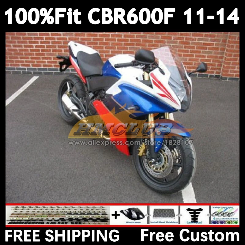 OEM Fairing For HONDA CBR 600 F 600F white blue CBR600 F4i 54No.23 CBR600F 11 12 13 14 CBR600F4i 2011 2012 2013 2014 Injection