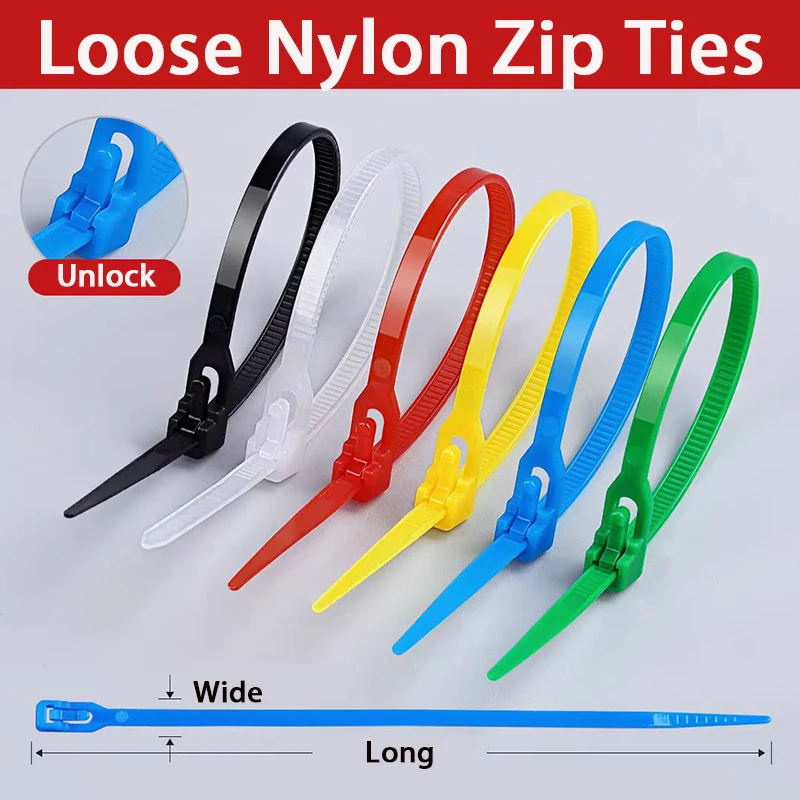 50PCS/100PCS Reusable Cable Ties Self-locking Plastic Nylon Cable Tie Slipknot Cable Organizer Cable Tidy Lock Strap Zip Ties