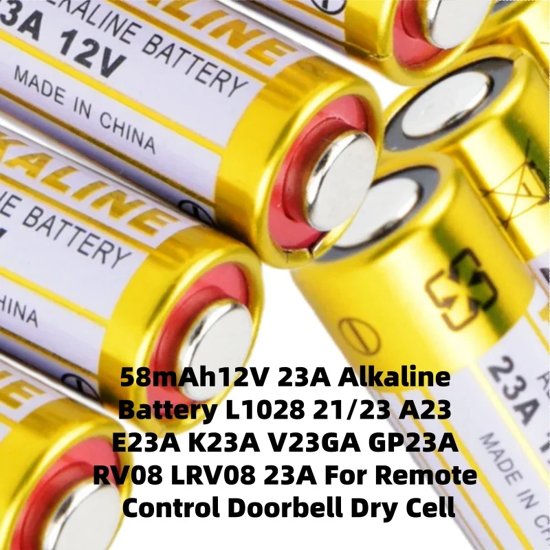 

58mAh12V 23A Alkaline Battery L1028 21/23 A23 E23A K23A V23GA GP23A RV08 LRV08 23A For Remote Control Doorbell Dry Cell