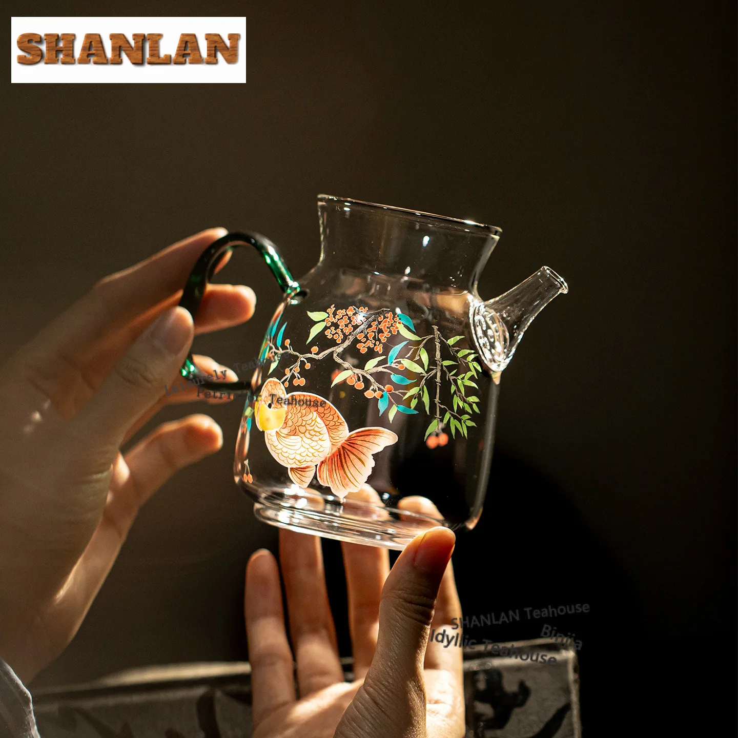 380ml Fish Glass Teapot Aesthetic Tea Infuser Pot Household Tea Maker Kettle With Filter Green Tea Drinkware Ornaments Craft
