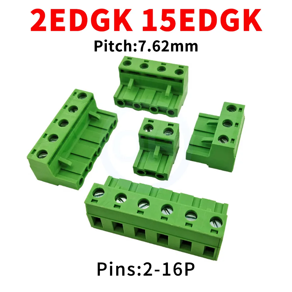 (10 Pieces) KF 2EDGK 7.62mm Plug-in PCB Connection Terminal 2EDG - 7.62 Plug JM 15EDGK 2~12Pin
