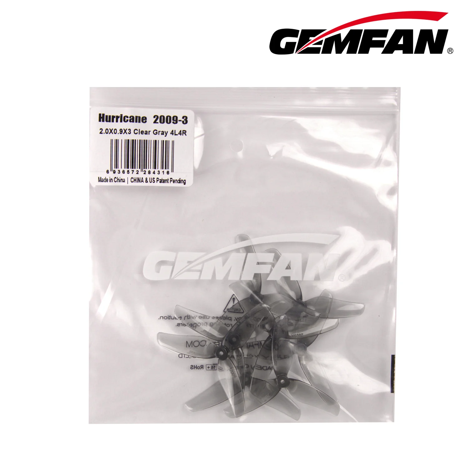 4 Pairs (8 Pcs) Gemfan Hurricane 2009 2-Blade PC Prop - 1mm/1.5mm Holes, Fit RC FPV 2" Drone Motor